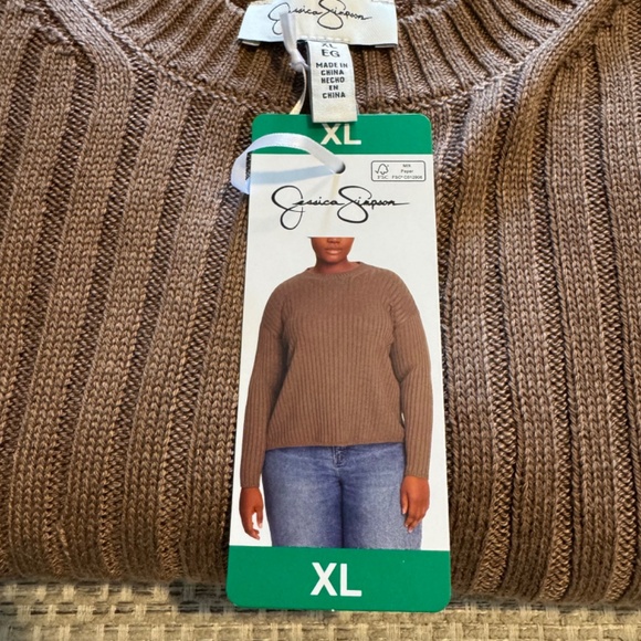Jessica Simpson Available XL and XXL Ladies' Brown Ribbed Sweater. NEW WITH TAGS - Picture 15 of 16
